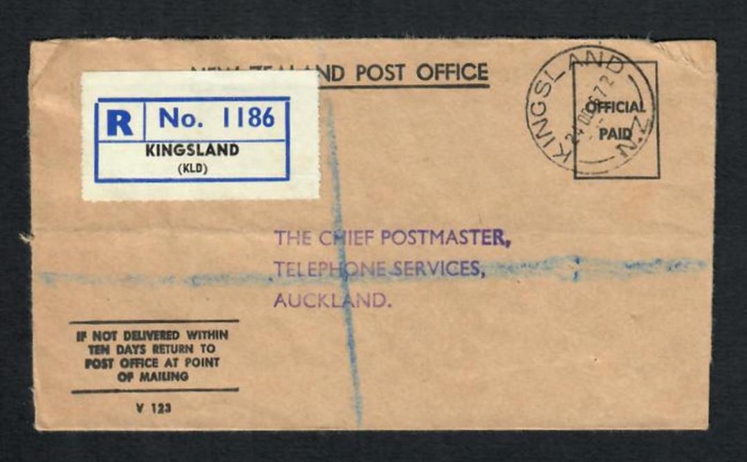 NEW ZEALAND 1972 Registered Letter Official Paid from Kingsland to Auckland. - 31522 - PostalHist image 0