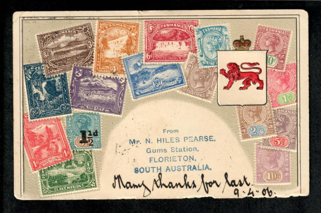 TASMANIA Coloured postcard featuring the stamps of Tasmania. - 42115 - Postcard image 0