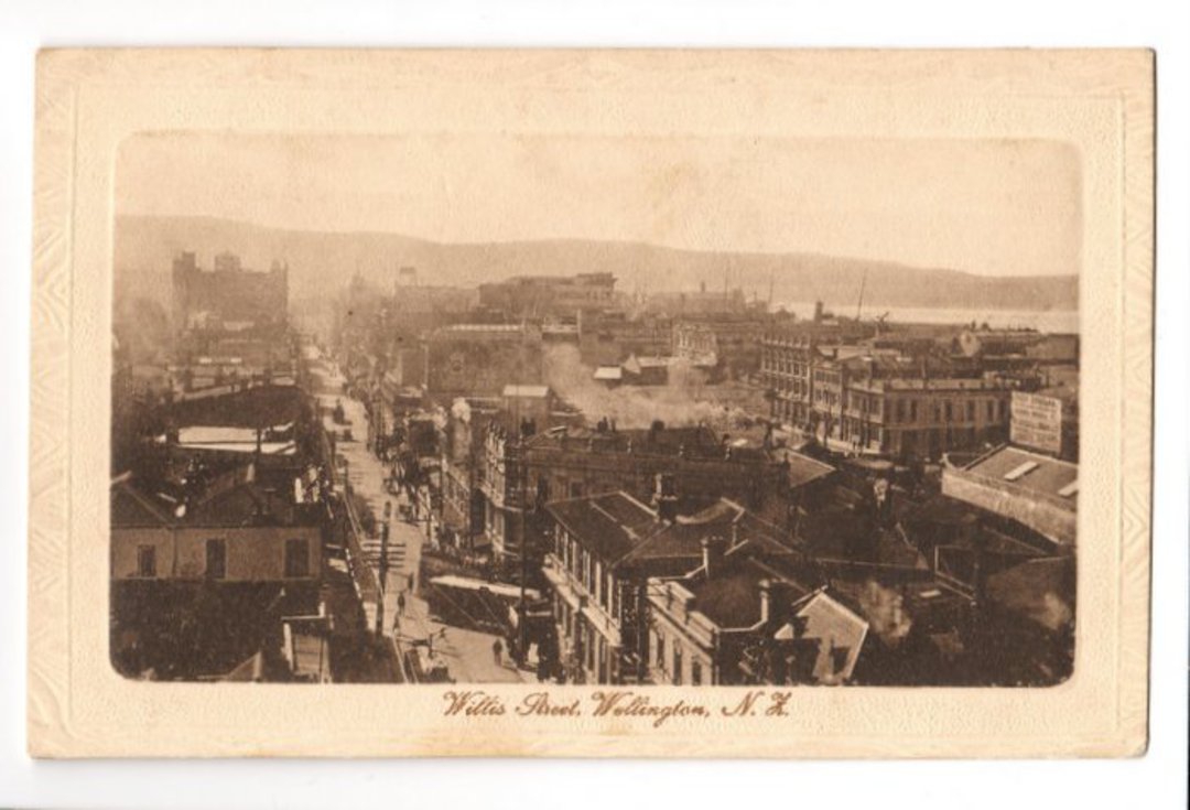 Sepia Postcard of Willis Street Wellington. - 47789 - PcardFine image 0