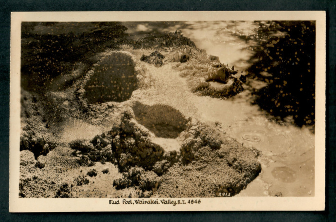 Real Photograph by A B Hurst & Son of Mud Pools Wairakei Valley. - 46718 - Postcard image 0