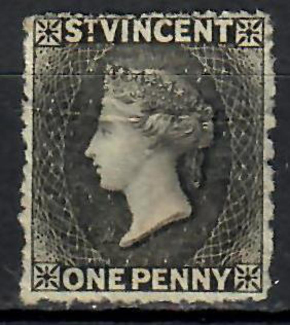 ST VINCENT 1871 Victoria 1st Definitive 1d Black. Wmk Small Star. Rough perf 14 to 16. Has a crease that cannot be seen from the image 0