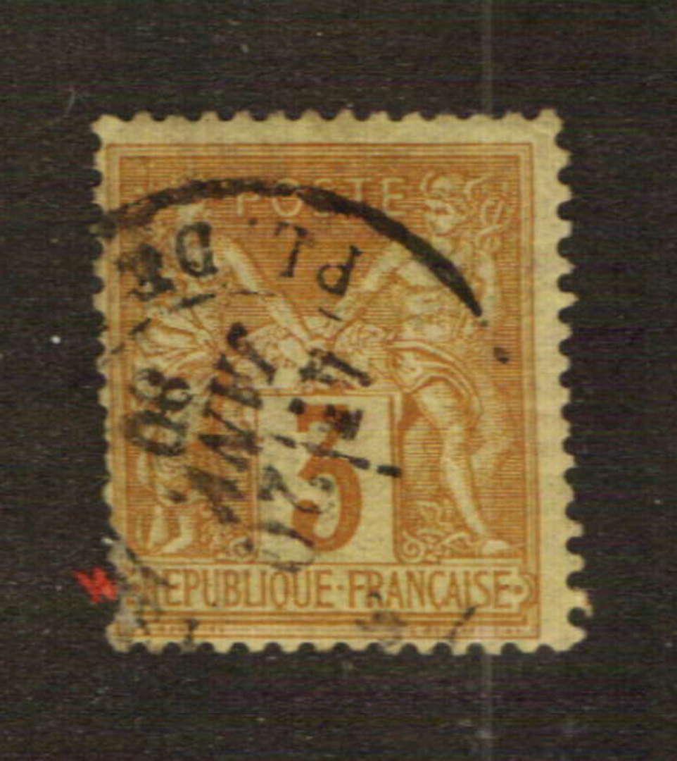FRANCE 1877 Definitive Type 2 (N sous U) 3c Bistre sur jaune. Yvert (1996 edn) 86. - 74522 - Used image 0