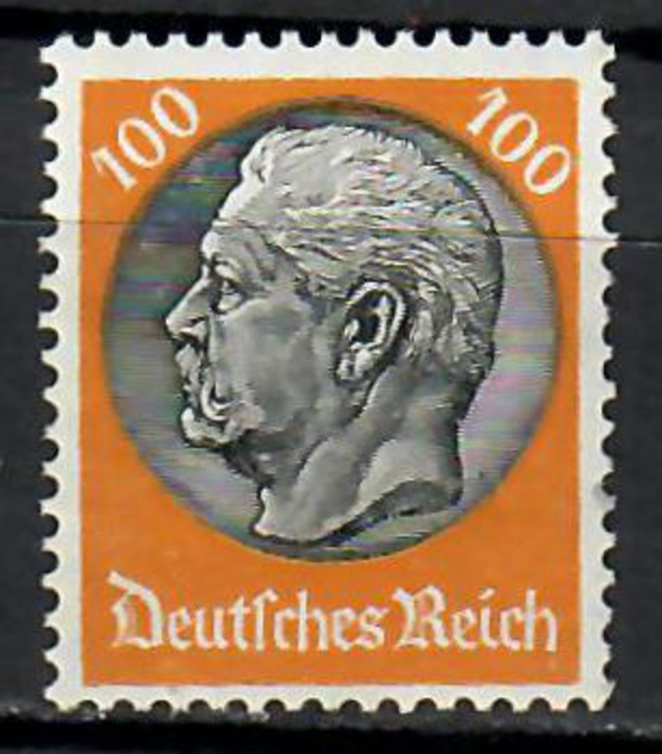 GERMANY 1933 von Hindenburg Definitive 100pf Black and Yellow-Orange.  Gum Disturbance effective hinged mint. - 70900 - Mint image 0
