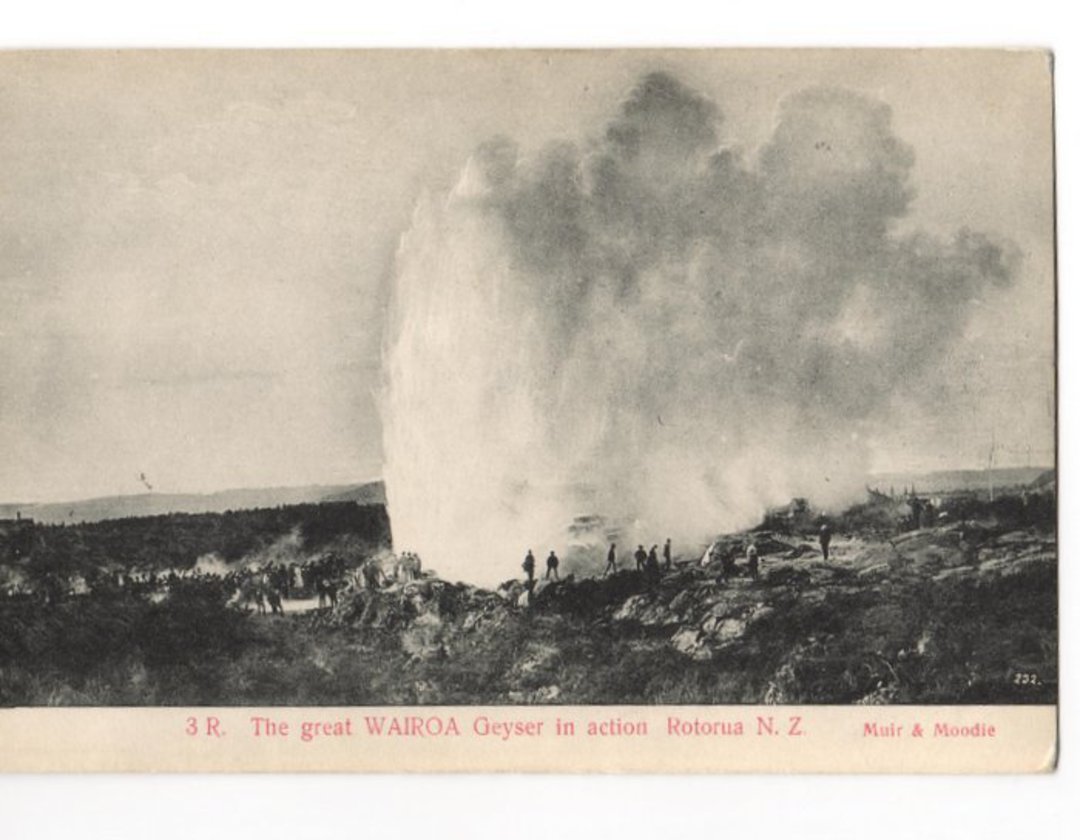 Postcard by Muir and Moodie of the great Wairoa Geyser in action. - 46073 - Postcard image 0