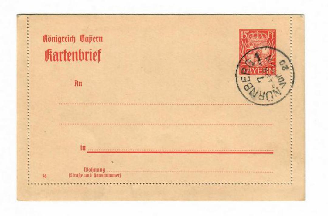 BAVARIA 1920 Lettercard 15pf Red Postmark NURNBERG but no other sign of usage. From the collection of H Pies-Lintz. - 30993 - Po image 0