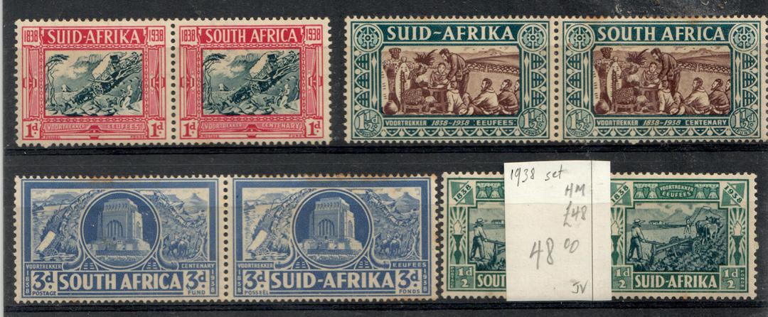 SOUTH AFRICA 1935 Voortrekker Centebary Memorial Fund. Set of 8 in joined pairs. Rust on the higher values. - 20827 - Mint image 0