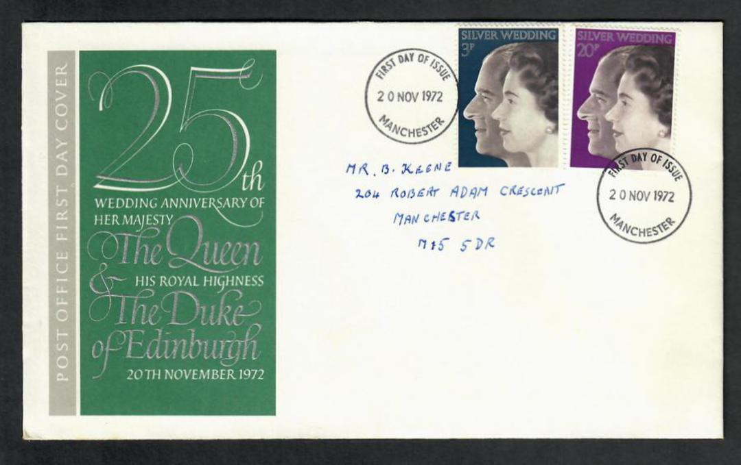 GREAT BRITAIN 1972 Royal Silver Wedding. Set of 2 on first day cover. - 530339 - FDC image 0
