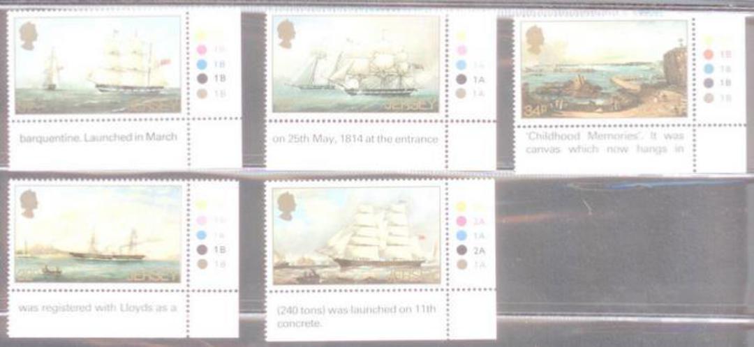 JERSEY 1984 Centenary of the Death of P J Ouless Artist. Sailing Ships. Set of 5. - 81936 - UHM image 0
