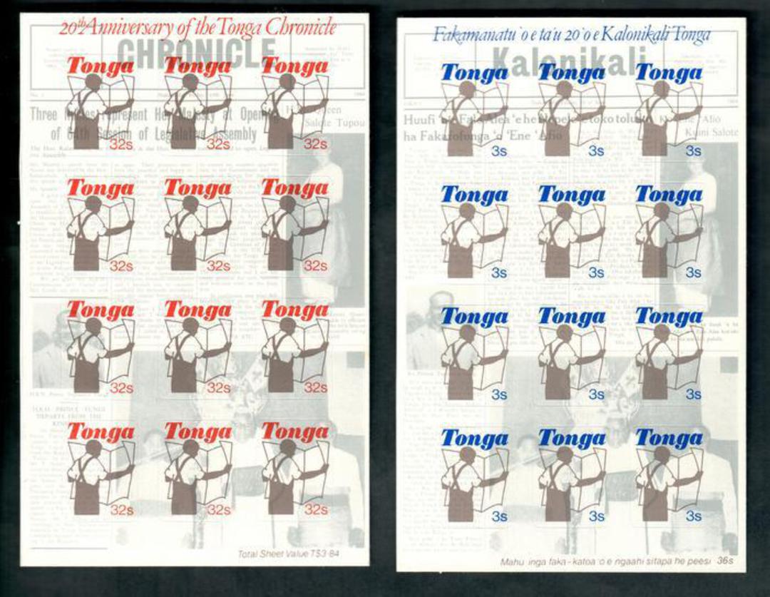TONGA 1984 20th Anniversary of the Tonga Chronicle. 2 sheetlets. - 50275 - UHM image 0