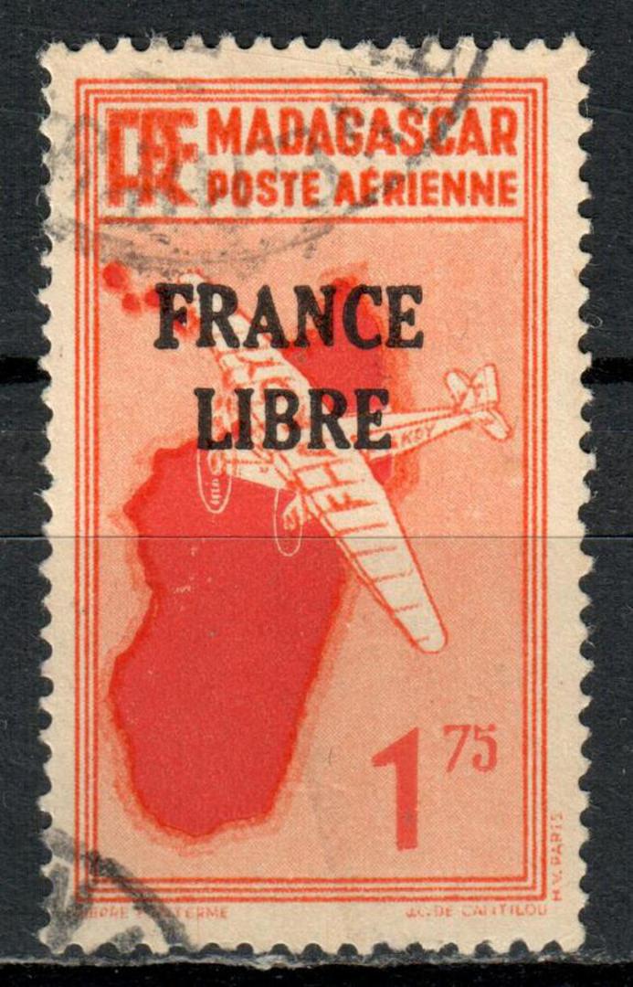 MADAGASCAR 1943 Free French Administration 1fr75c Scarlet and Orange. Well centred. - 71247 - FU image 0