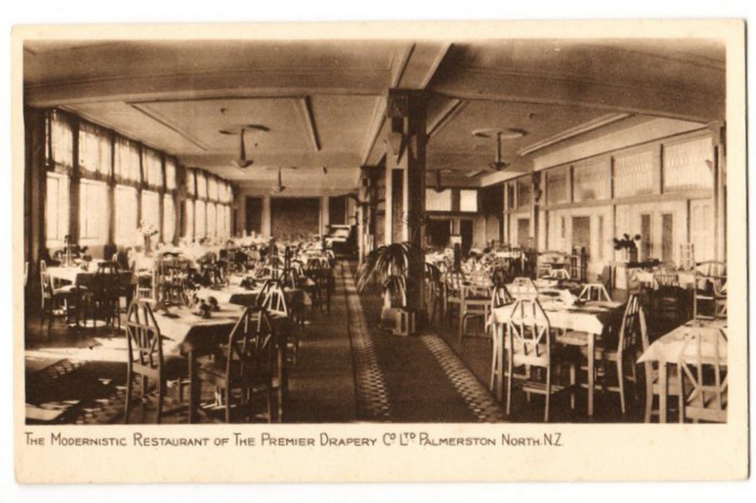 Real Photograph of the moderistic restaurant of The Premier Drapery Co Ltd of Palmerston North. Adverting card. - 69812 - Postca image 0