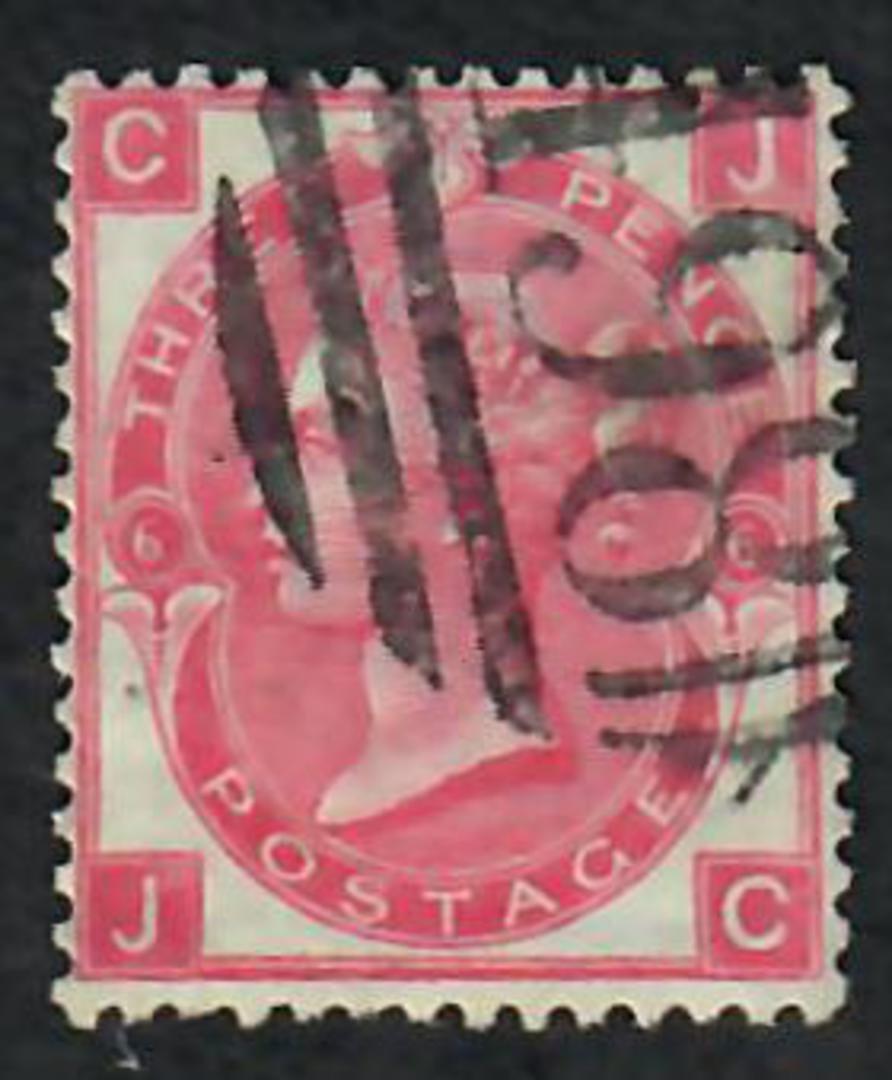 GREAT BRITAIN 1865 Definitive 3d Deep Rose. Plate 6. Letters CJJC. Nice colour. Postmark 498 in barred oval. - 70261 - FU image 0