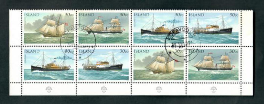 ICELAND 1991 Stamp Day Ships. Sheetlet of 8. - 52476 - VFU image 0