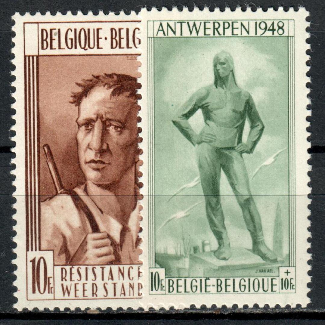 BELGIUM 1948 Antwerp and Liege Monuments Fund. Set of 2. - 92872 - UHM image 0