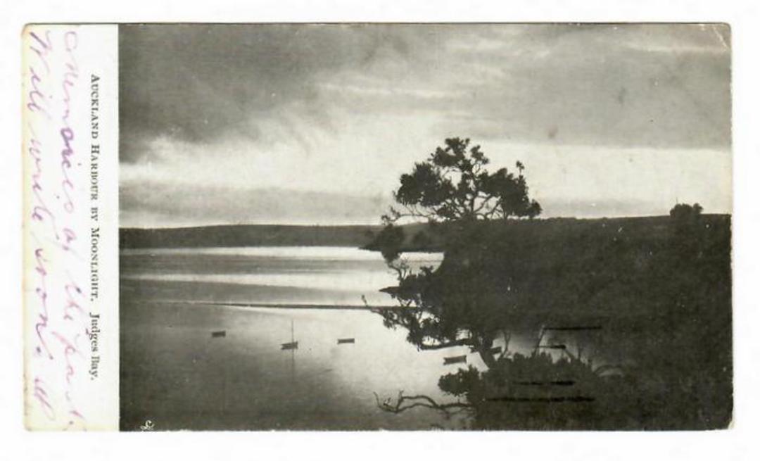 Early Undivided Postcard of Auckland Harbour by Moonlight. Judges Bay. - 45483 - Postcard image 0