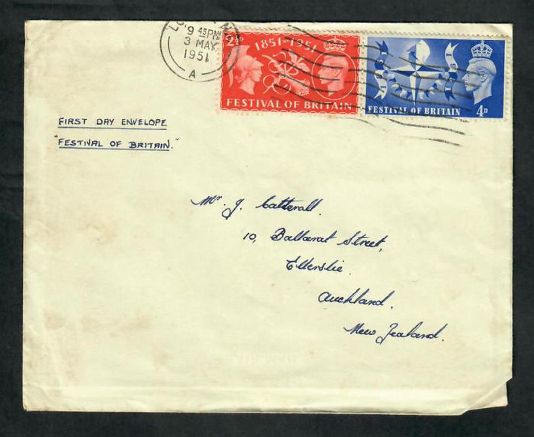GREAT BRITAIN 1951 Festival of Britain. Set of 2 on first day cover. - 30395 - FDC image 0