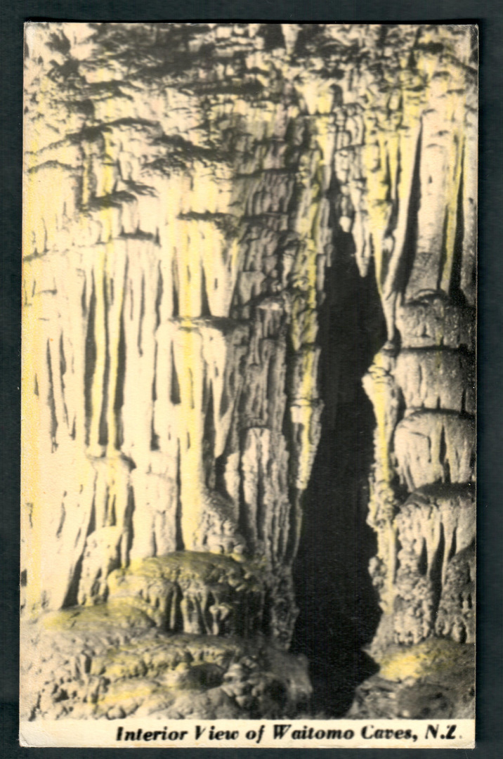 Tinted Postcard by N S Seaward of Interior View of Waitomo Caves. - 46461 - Postcard image 0