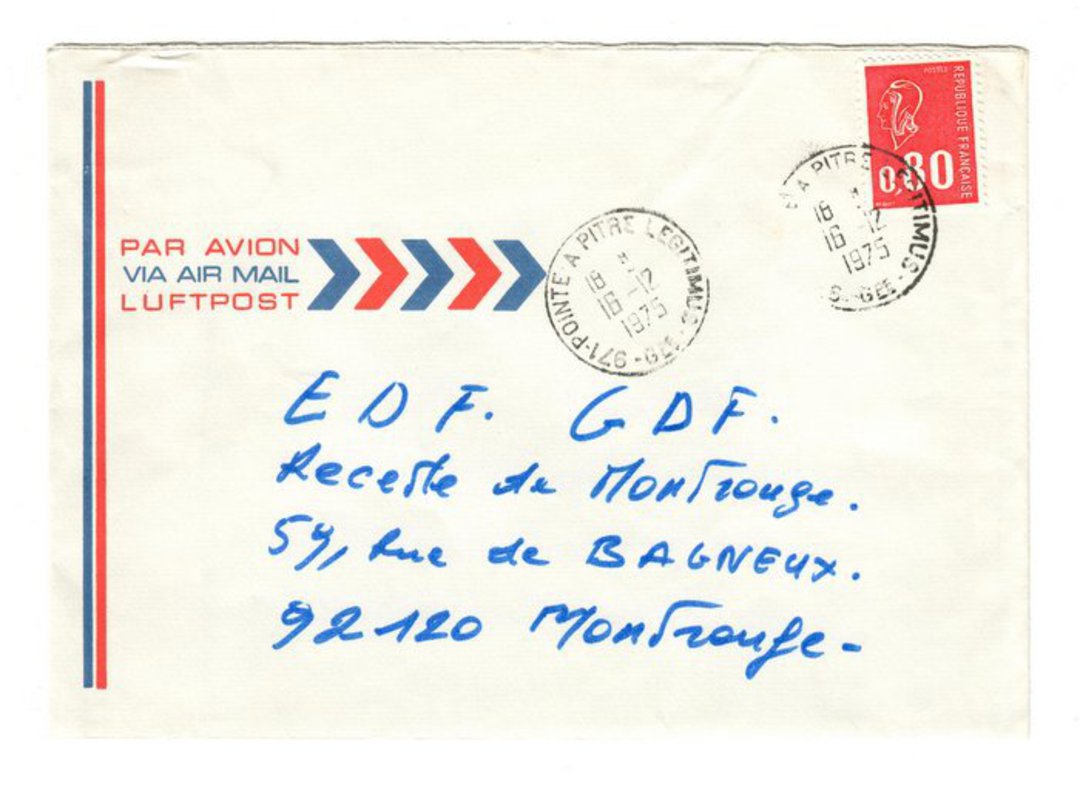 GUADELOUPE 1975 Airmail Letter from Pointe a Pitre to France. - 37609 - PostalHist image 0