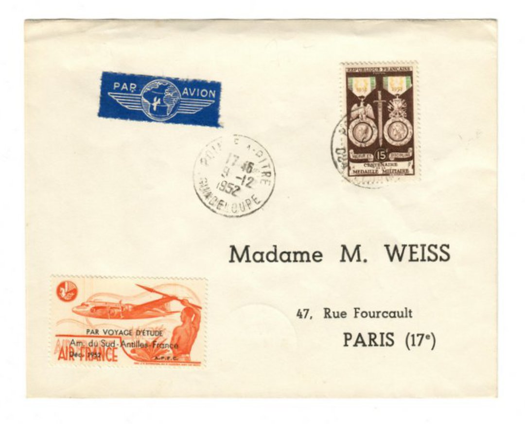 GUADELOUPE 1952 Airmail Letter from Pointe a Pitre to Paris. - 37612 - PostalHist image 0