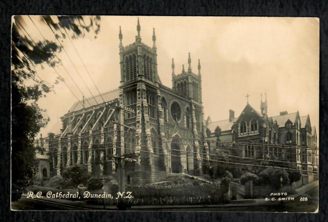 Real Photograph by S C Smith of Roman Catholic Cathedral Dunedin. - 49124 - Postcard image 0