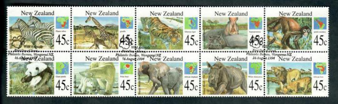 NEW ZEALAND 1994 Wild Animals. Block of 10. - 50599 - CTO image 0