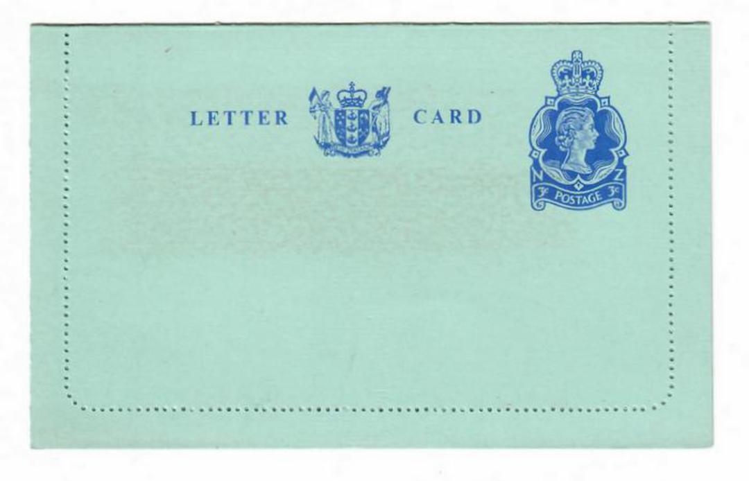 NEW ZEALAND 1967 Lettercard Elizabeth 2nd 3c Blue on blue. - 30077 - PostalStaty image 0