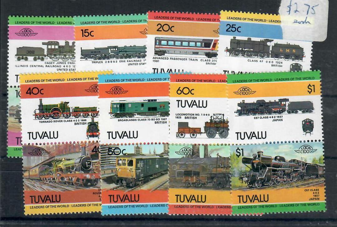 TUVALU 1984 Leaders of the World. Railway Locomotives. Second series. Set of 16 in joined pairs. - 20614 - UHM image 0