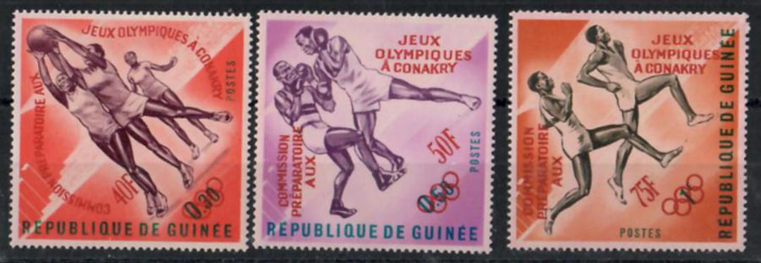 GUINEA 1963 Olympics. Overprint in Red. Set of 3. - 24930 - Mint image 0
