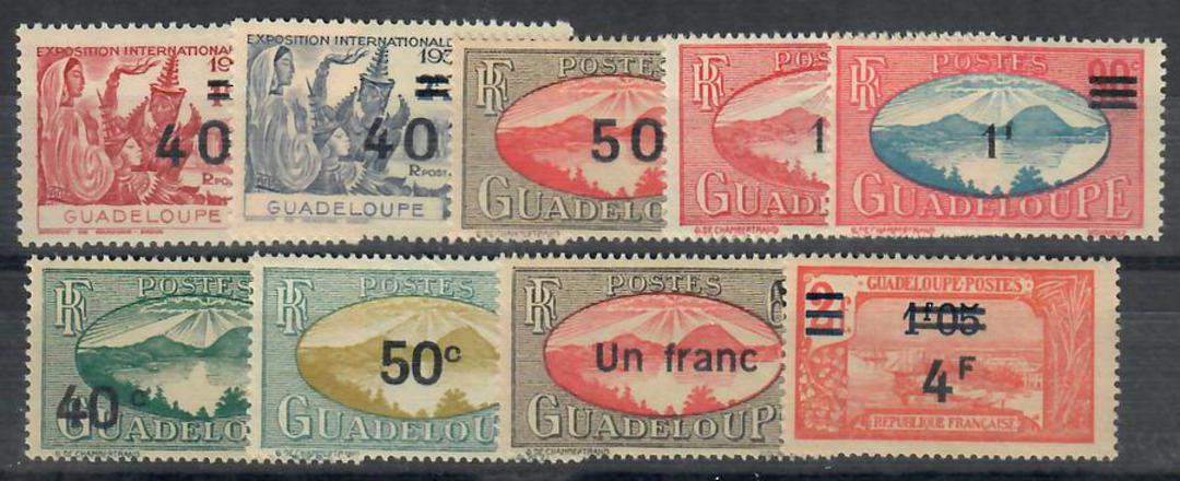 GUADELOUPE 1943 Definitive Surcharges. Set of 9. - 23713 - LHM image 0