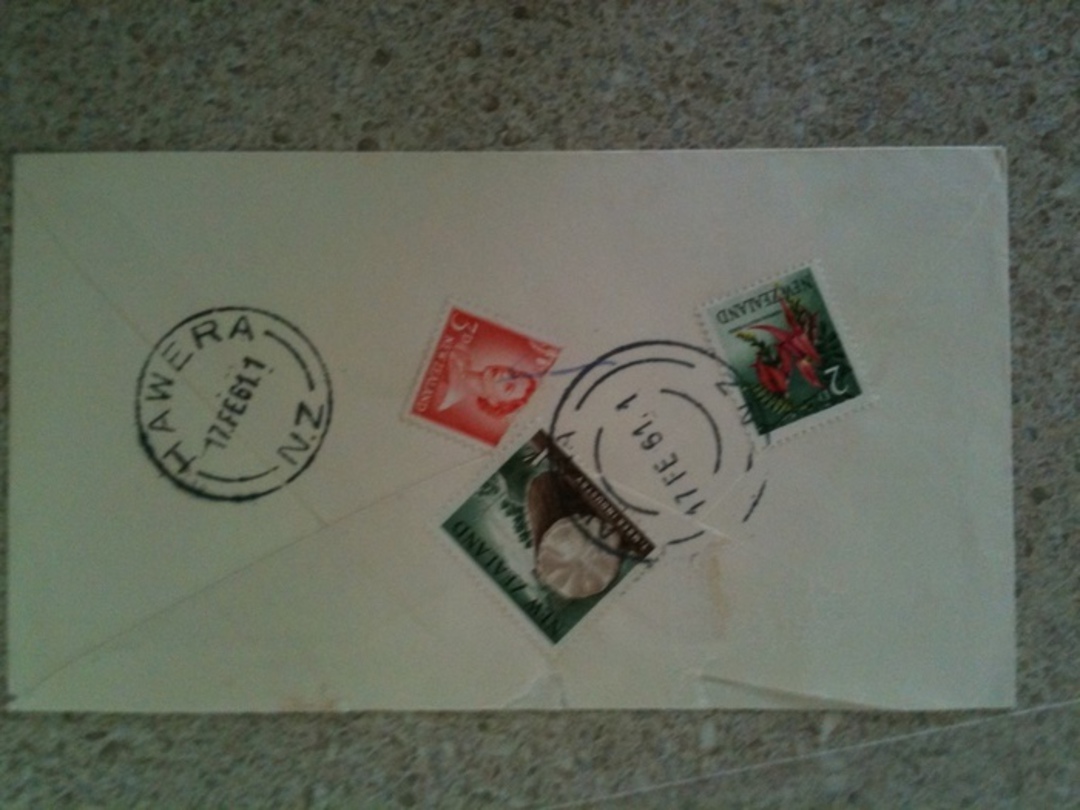 NEW ZEALAND 1961 Business Reply Envelope to Hawera firm with 1/5d postage on the reverse. Interesting as there two different J c image 1