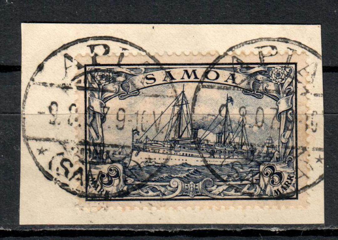 SAMOA 1901 Definitive 3 mark. Nice copy on piece with APIA cds and expertised twice on reverse by Kohler and Bartels. - 71359 - image 0