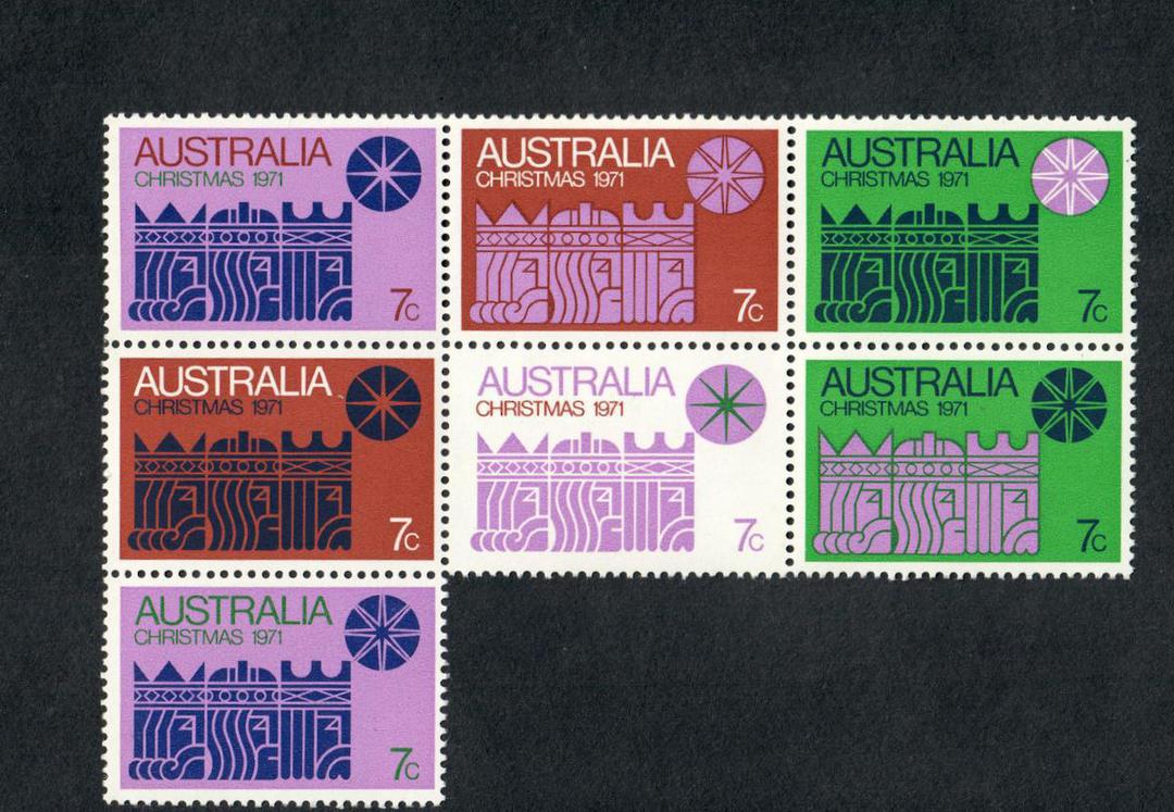 AUSTRALIA 1971 Christmas. Block of 7. - 19853 - UHM image 0