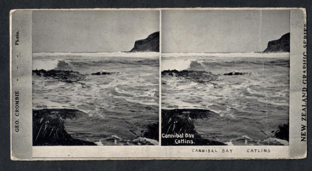 Stereo card New Zealand Graphic series of Cannibal Bay Catlins. - 140062 - Postcard image 0