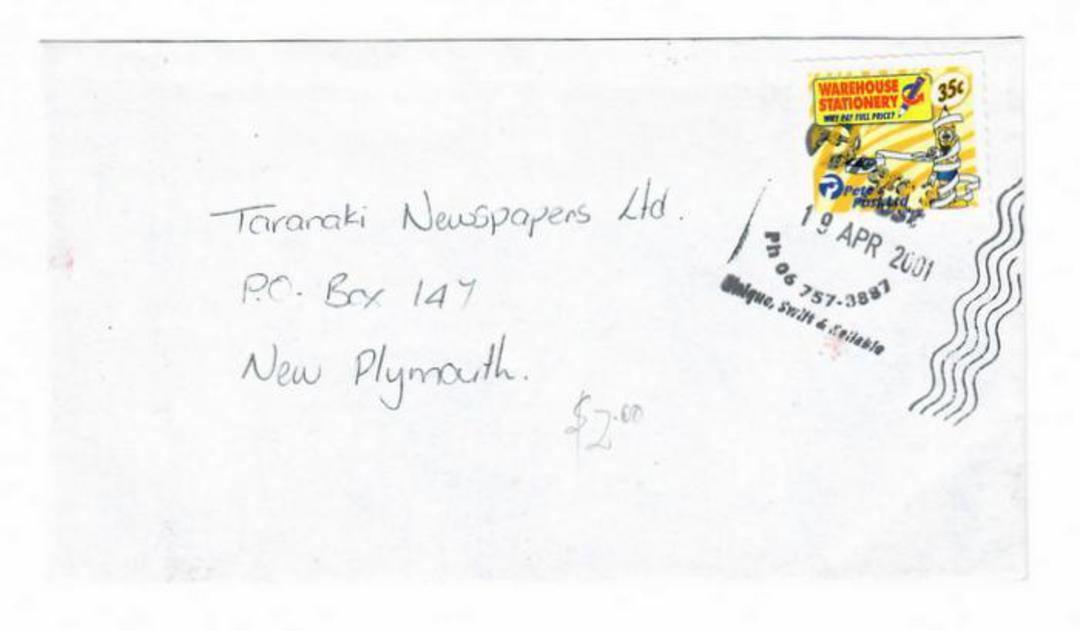 NEW ZEALAND 2001 Cover from Warehouse Stationery using inhouse Petes Post. - 34015 - PostalHist image 0