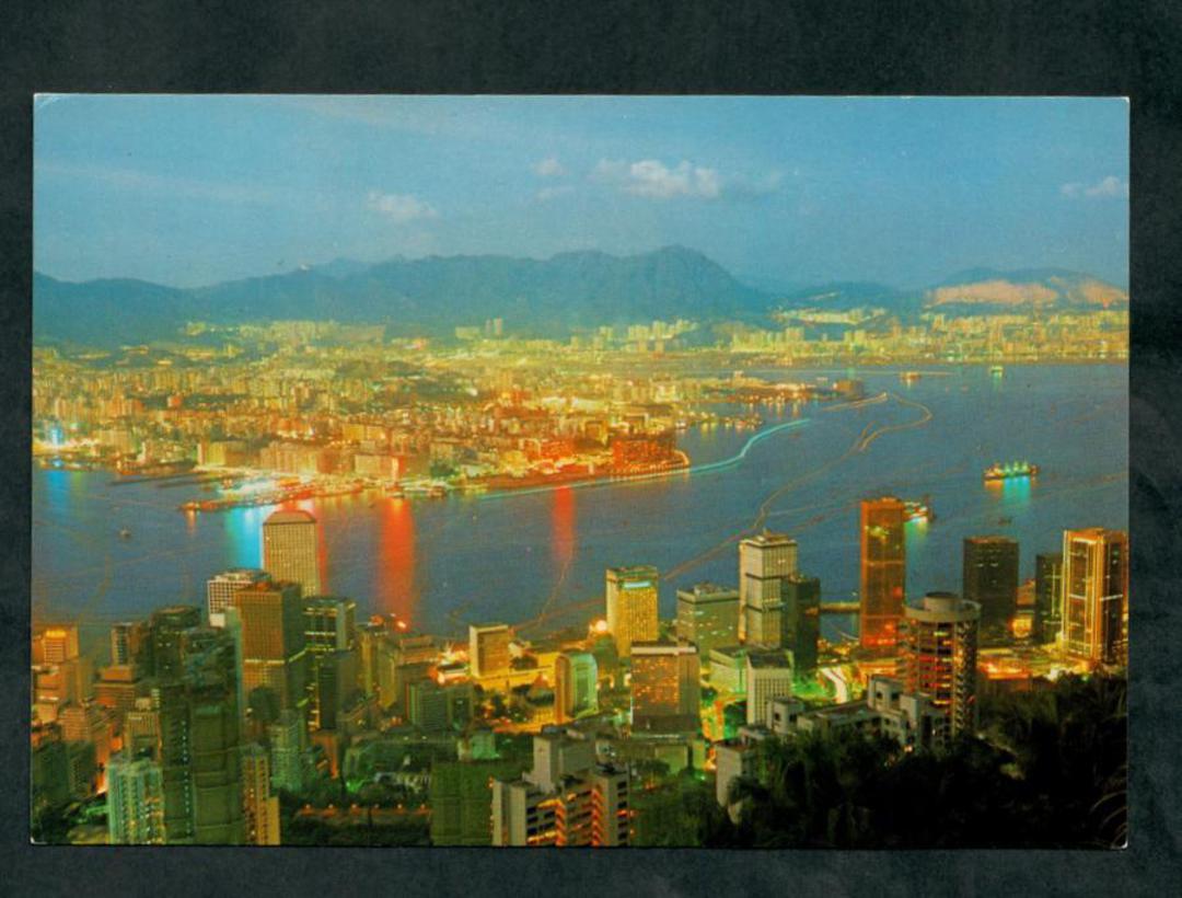 HONG KONG Modern Coloured Postcard of Victoria City and Kowloon at night. - 444656 - Postcard image 0
