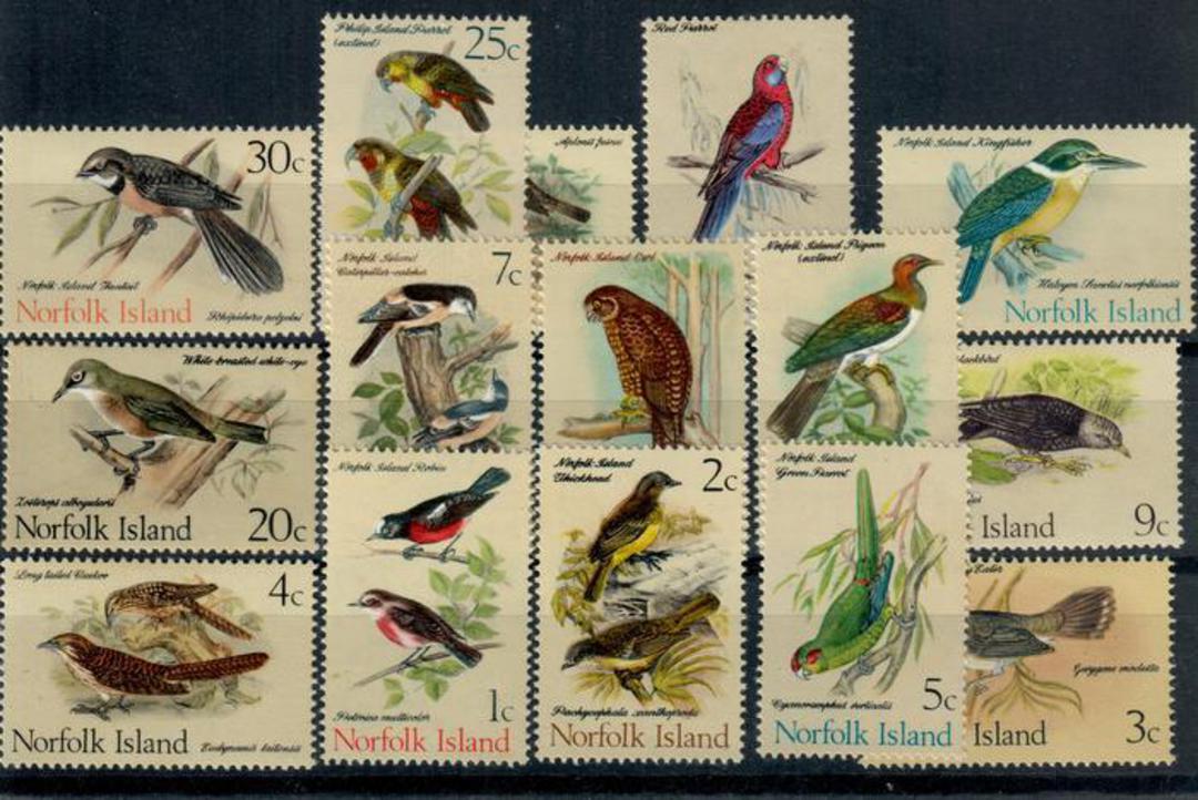 NORFOLK ISLAND 1970 Definitives Birds. Set of 15. - 21461 - UHM image 0