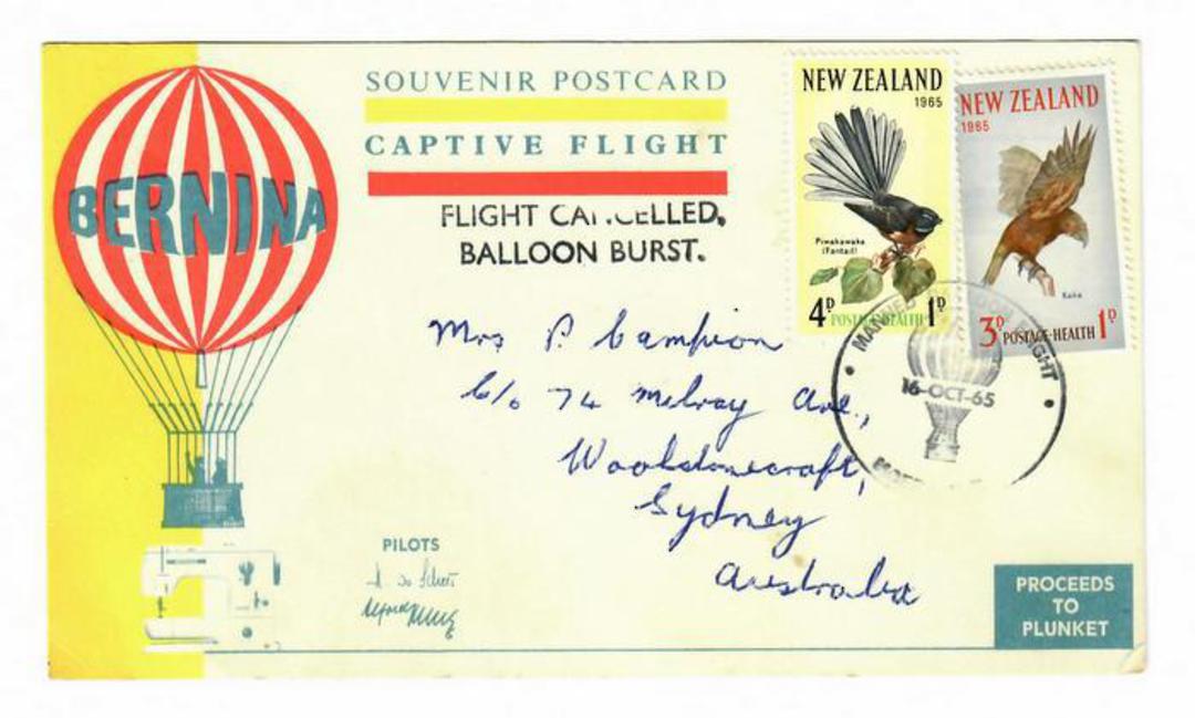 NEW ZEALAND 1965 First New Zealand Balloon Post. Flight Cancelled. Balloon Burst. - 30113 - PostalHist image 0