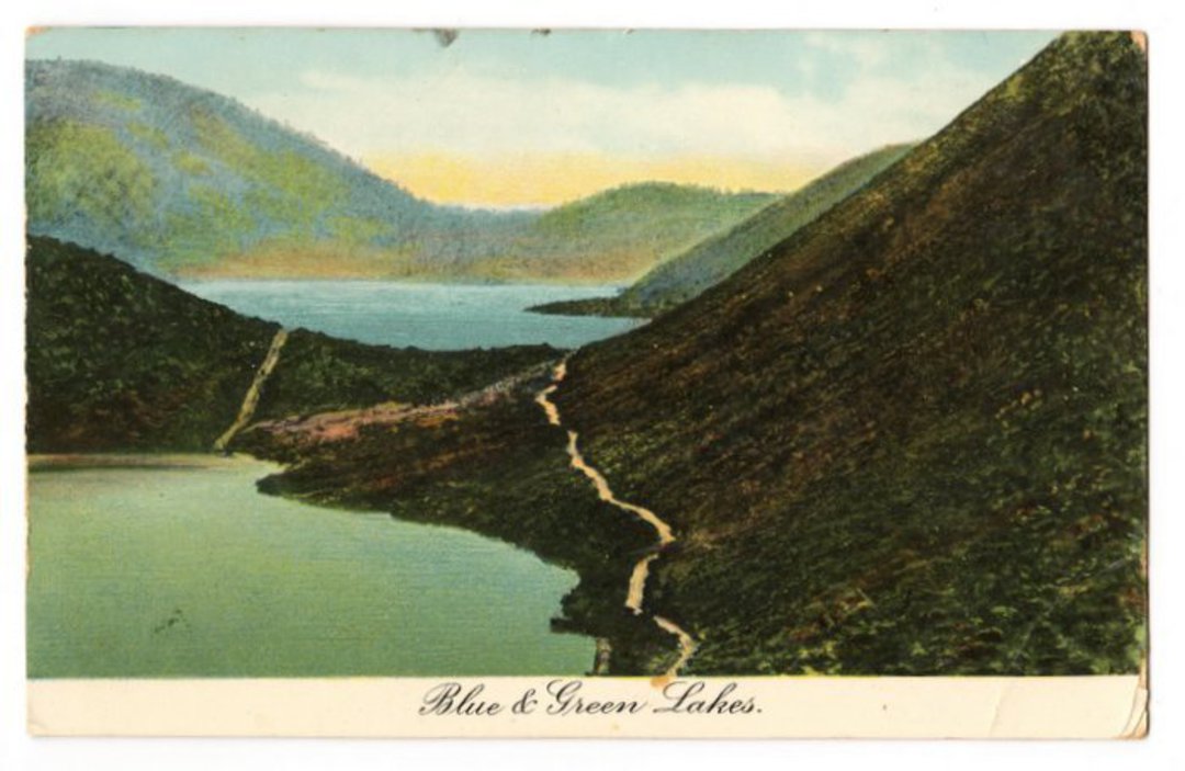 Coloured postcard of Blue and Green Lakes. - 45976 - Postcard image 0