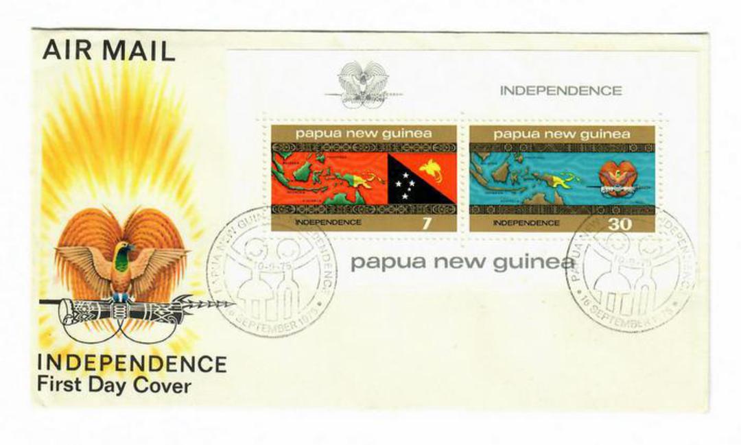 PAPUA NEW GUINEA 1975 Independence. Miniature sheet on first day cover. - 32179 - FDC image 0