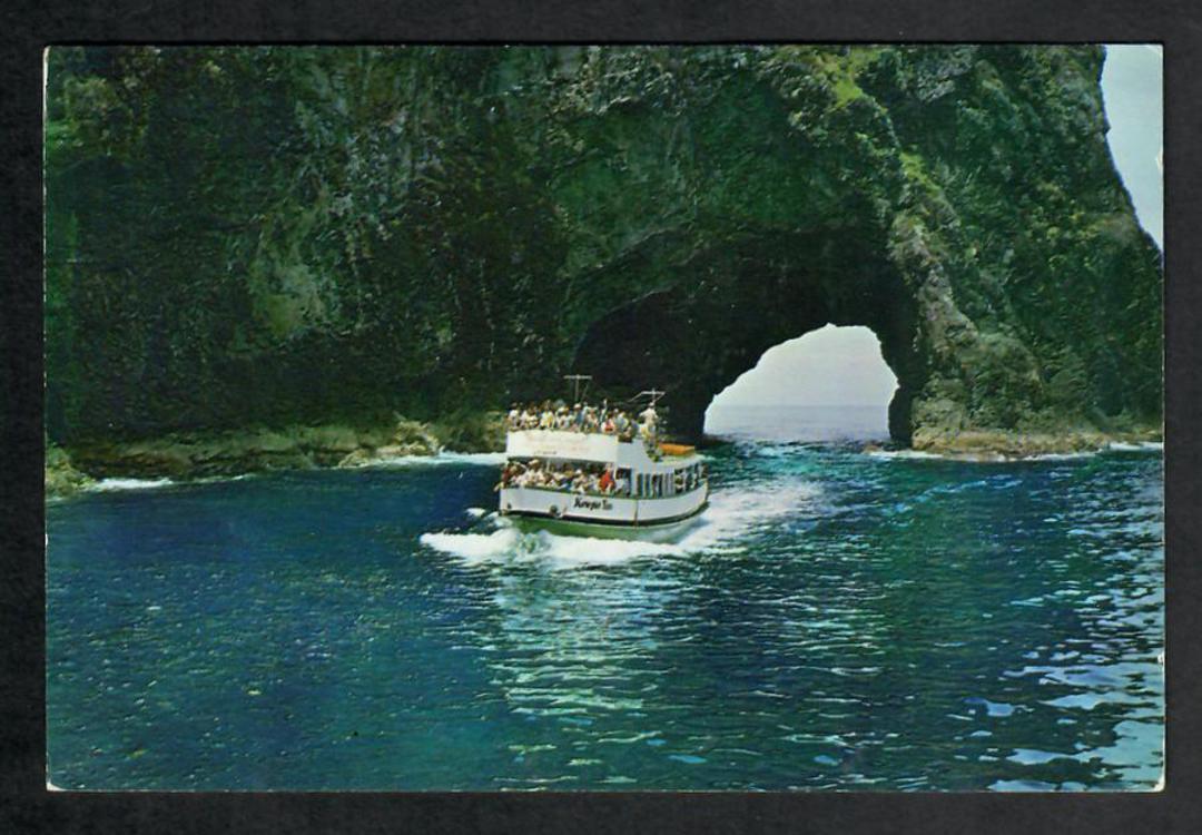 Modern Coloured Postcard by Gladys Goodall of Kewpie Too at the Hole in the Rock Piercy Island on the Cream Trip. - 444065 - Pos image 0