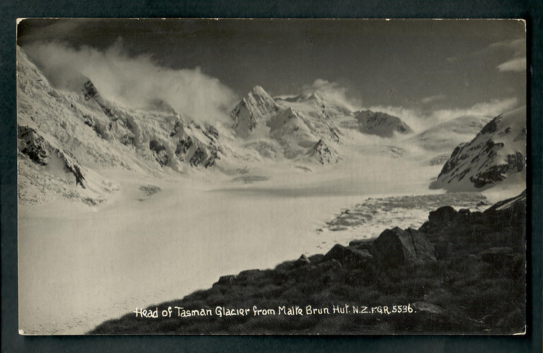 Real Photograph by Radcliffe of the Head of the Tasman Glacier from Malte Brun Hut. - 48882 - Postcard image 0