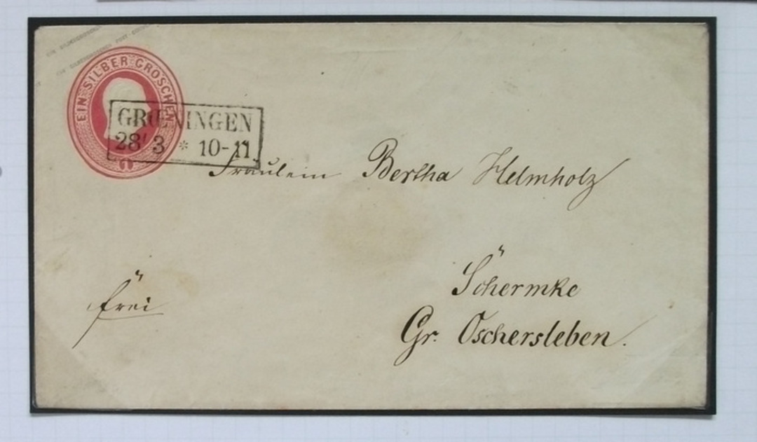 PRUSSIA 1853 Postal Stationery from Groningen to Gross Oschersleben. - 37952 - PostalHist image 0