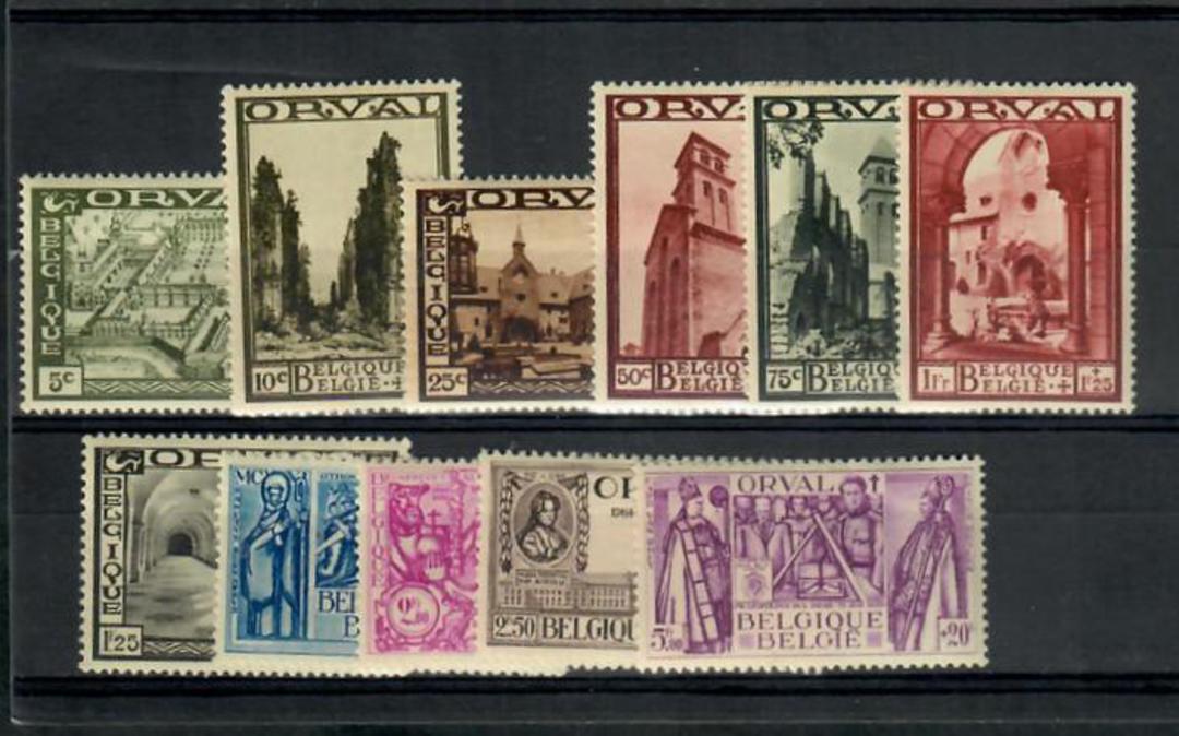 BELGIUM 1933 Orval Abbey Resoration Fund. Set of 11(excluding the miniature sheet stamp). Very lightly hinged. - 20014 - LHM image 0