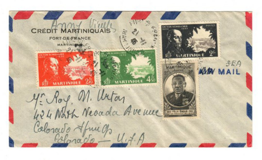 MARTINIQUE 1946 Seamail Letter from Fort de France to Colorado. - 37815 - PostalHist image 0