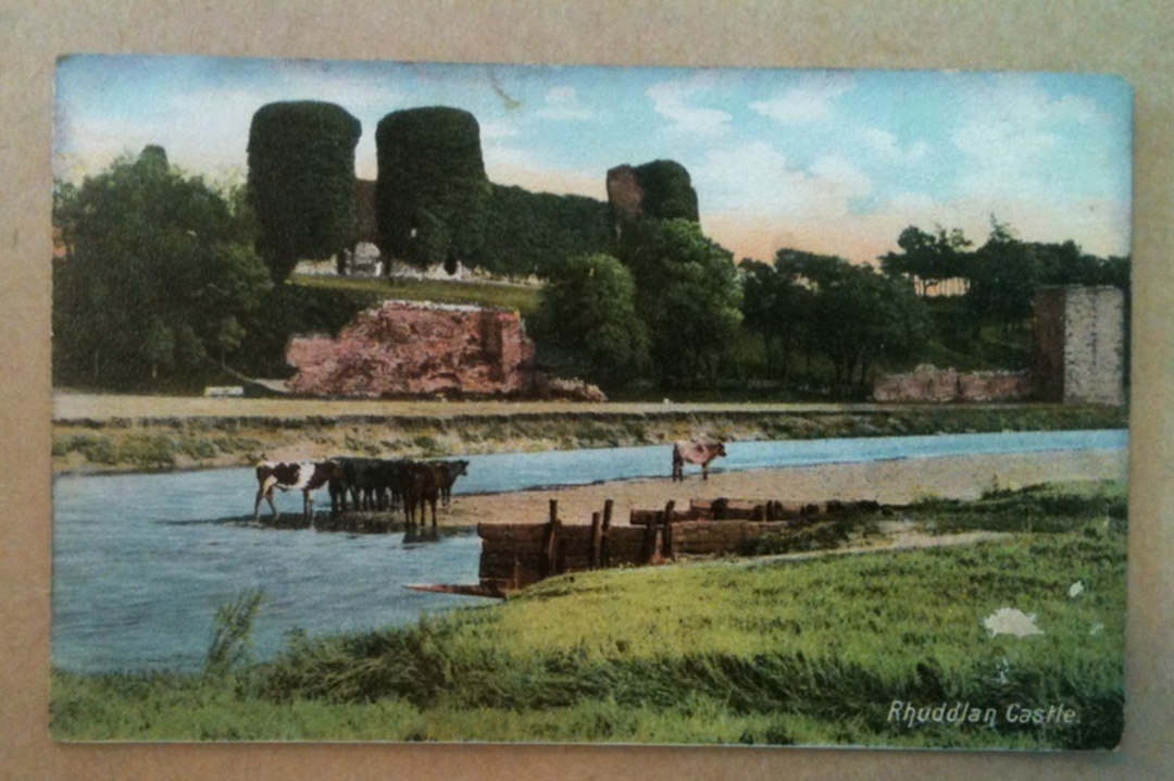 Coloured postcard of Rhuddlan Castle. - 242612 - Postcard image 0