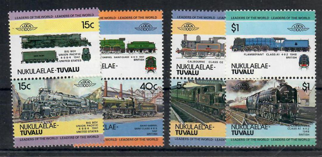 NUKULAELAE 1984 Leaders of the World. Railway Locomotives. Set of 8 in joined pairs. - 22020 - UHM image 0