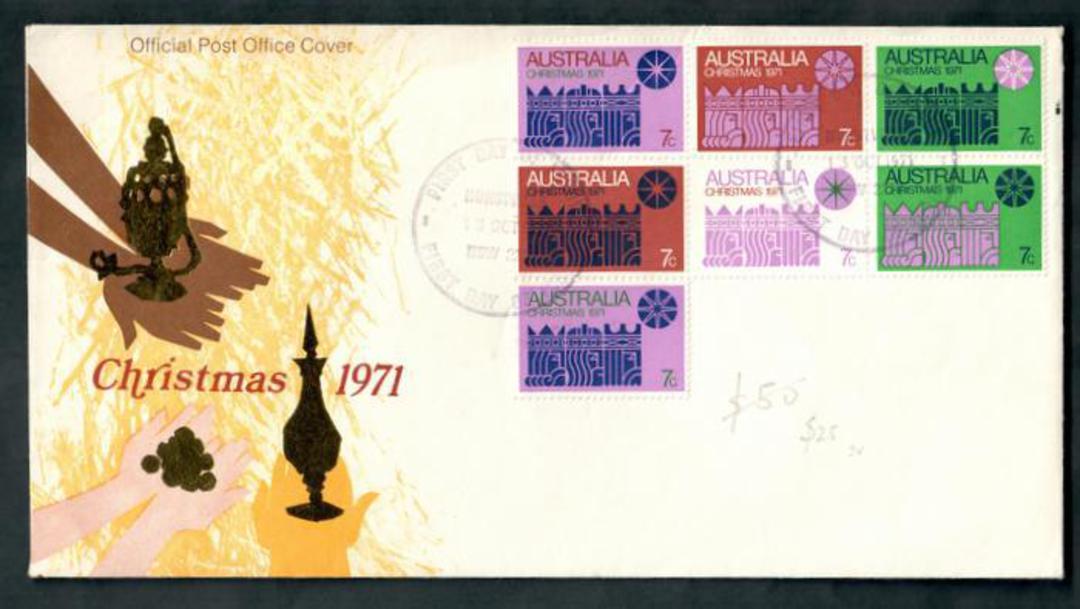 AUSTRALIA 1971 Christmas first day cover with the block of 7. - 50378 - FDC image 0