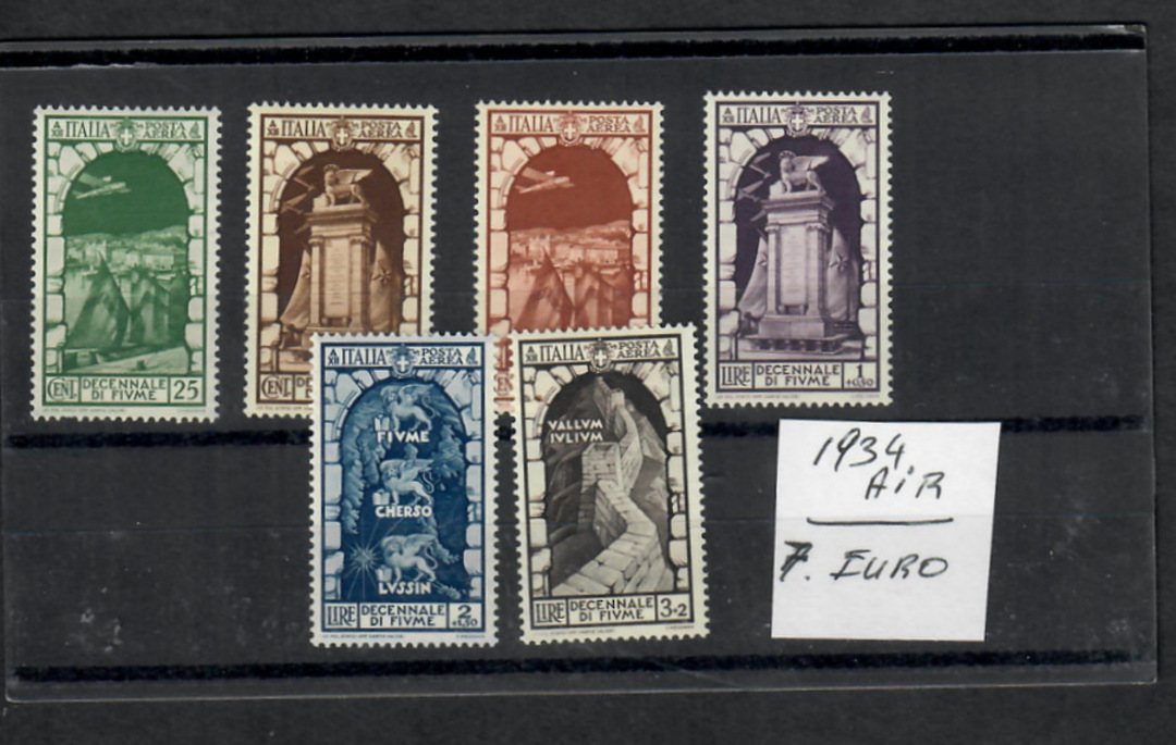 ITALY 1934 Tenth Anniversary of the Annexation of Fiume. Air stamps. Set of 6. - 22774 - Mint image 0