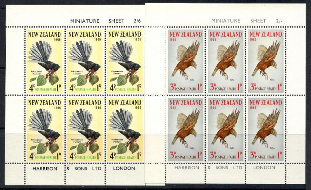 NEW ZEALAND 1965 Health miniature sheets featuring Birds. Kaka and Fantail - 12665 - UHM image 0