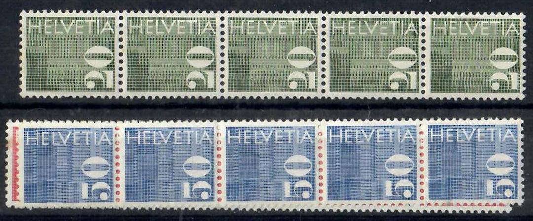 SWITZERLAND 1970 Coils. Set of 3 in strips of 5. - 23306 - UHM image 0